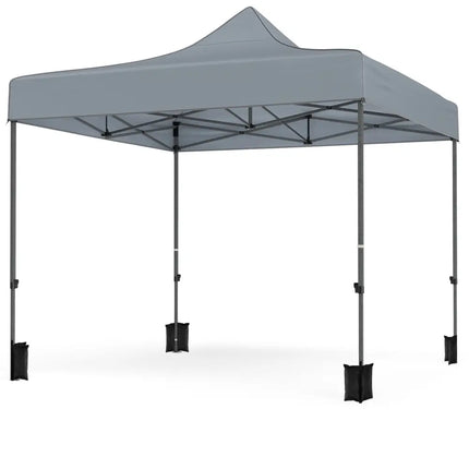 10 x 10 FT Pop up Canopy Tent with 4 Removable Sidewalls and Wheeled Bag-Gray - Gray - Canopies
