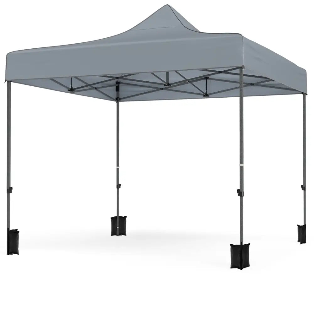 10 x 10 FT Pop up Canopy Tent with 4 Removable Sidewalls and Wheeled Bag-Gray - Gray - Canopies