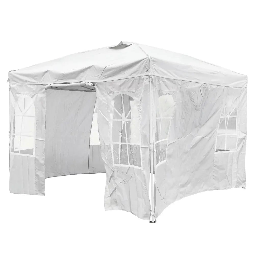 10 x 10 FT Pop Up Canopy Tent with 4 Sidewalls and Adjustable Height Waterproof-White - White - Canopies