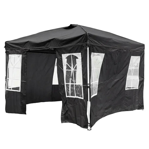 10 x 10 FT Pop Up Canopy Tent with 4 Sidewalls and Adjustable Height Waterproof-Black - Black - Canopies