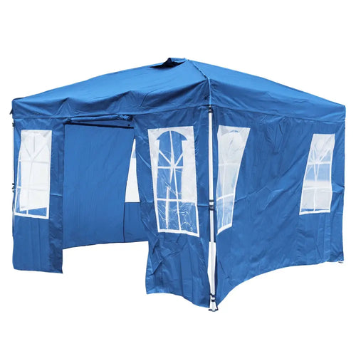 10 x 10 FT Pop Up Canopy Tent with 4 Sidewalls and Adjustable Height Waterproof-Blue - Blue - Canopies