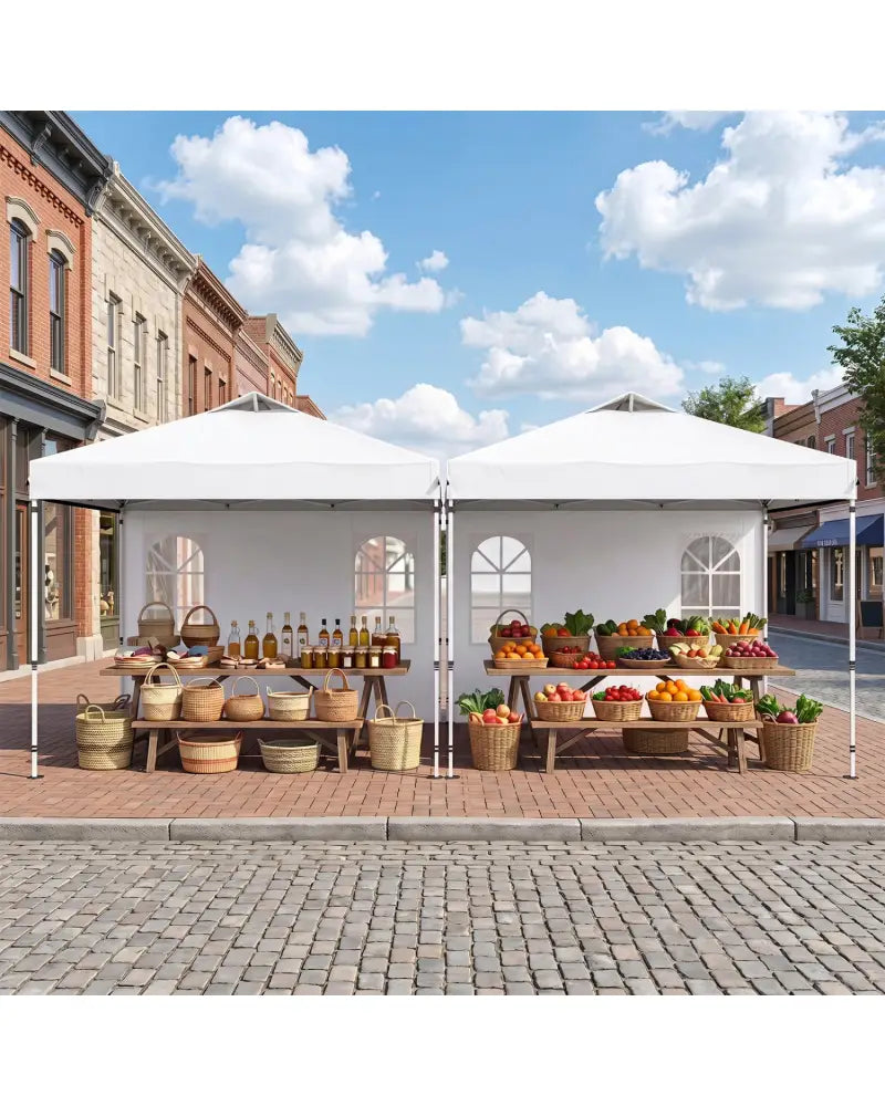 10 x 10 FT Pop Up Canopy Tent with 4 Sidewalls and Adjustable Height Waterproof-White - White - Canopies