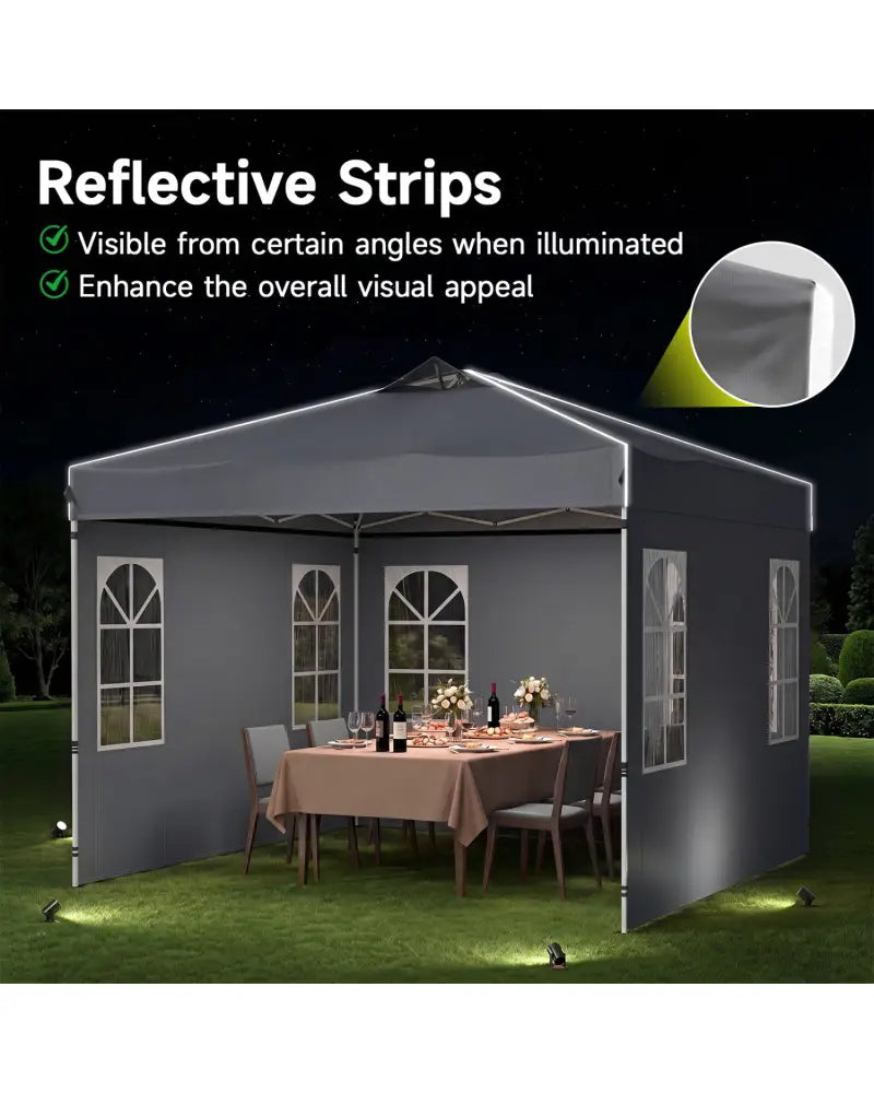 10 x 10 FT Pop Up Canopy Tent with 4 Sidewalls and Adjustable Height Waterproof-Gray - Gray - Canopies