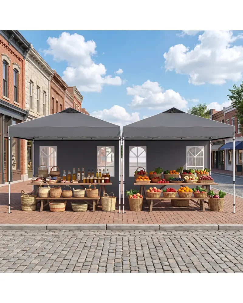 10 x 10 FT Pop Up Canopy Tent with 4 Sidewalls and Adjustable Height Waterproof-Gray - Gray - Canopies