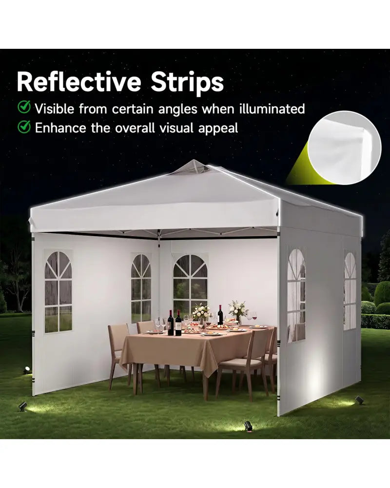10 x 10 FT Pop Up Canopy Tent with 4 Sidewalls and Adjustable Height Waterproof-White - White - Canopies