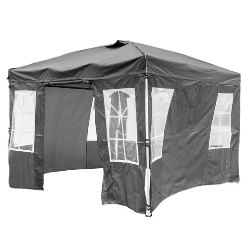 10 x 10 FT Pop Up Canopy Tent with 4 Sidewalls and Adjustable Height Waterproof-Gray - Gray - Canopies