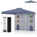 10 x 10 FT Pop up Canopy Tent with Sidewall 6 Pockets Instant Setup Commercial Gazebo-Gray - Gray - Canopies