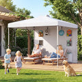10 x 10 FT Pop up Canopy Tent with Sidewall 6 Pockets Instant Setup Commercial Gazebo-White - White - Canopies