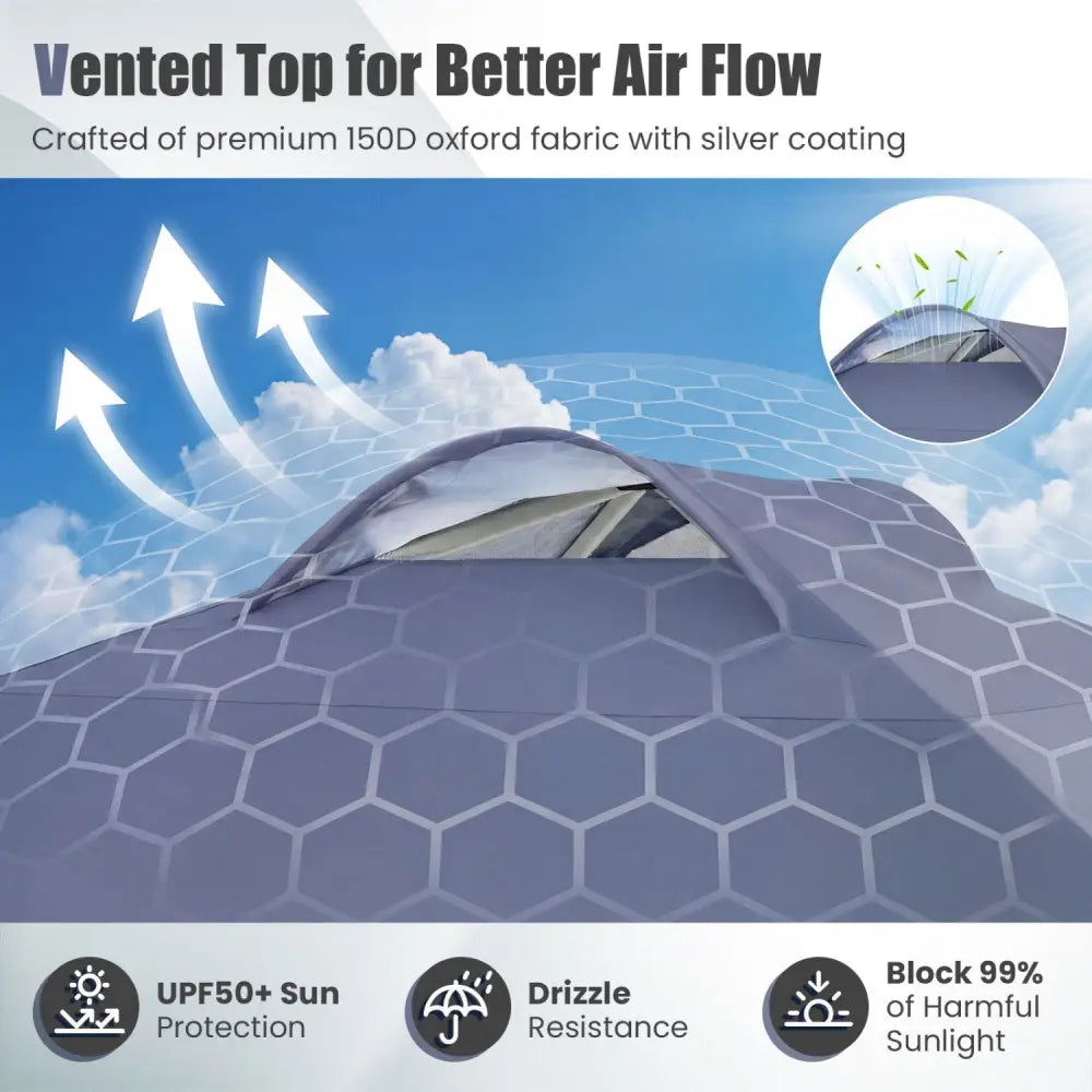 10 x 10 FT Pop up Canopy Tent with Sidewall 6 Pockets Instant Setup Commercial Gazebo-Gray - Gray - Canopies