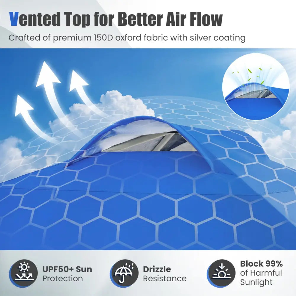 10 x 10 FT Pop up Canopy Tent with Sidewall 6 Pockets Instant Setup Commercial Gazebo-Blue - Blue - Canopies