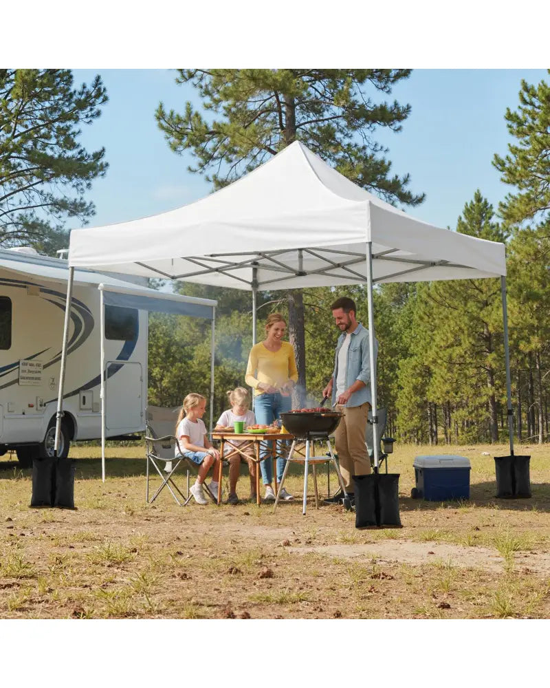 10 x 10 FT Pop up Canopy Tent with Sidewalls and Awning for Party Picnic Event-White - White - Canopies