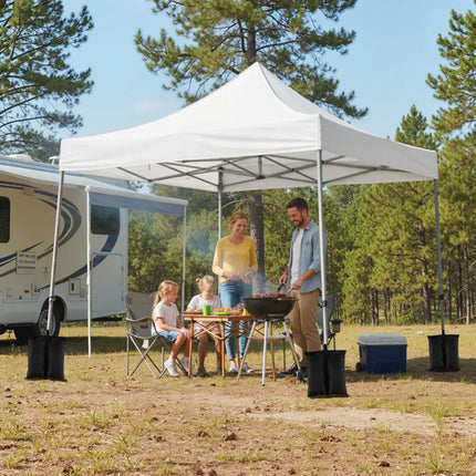10 x 10 FT Pop up Canopy Tent with Sidewalls and Awning for Party Picnic Event-White - White - Canopies