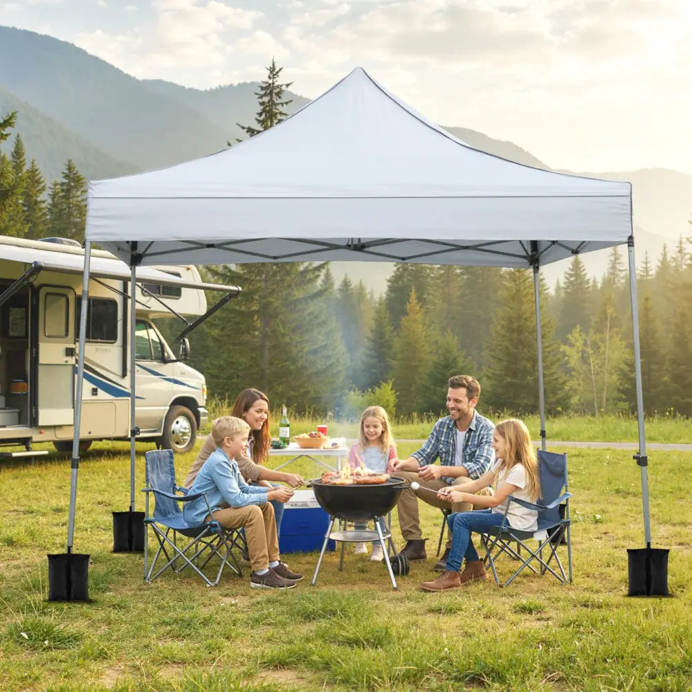 10 x 10 FT Pop up Canopy Tent with Sidewalls and Awning for Party Picnic Event-Gray - Gray - Canopies