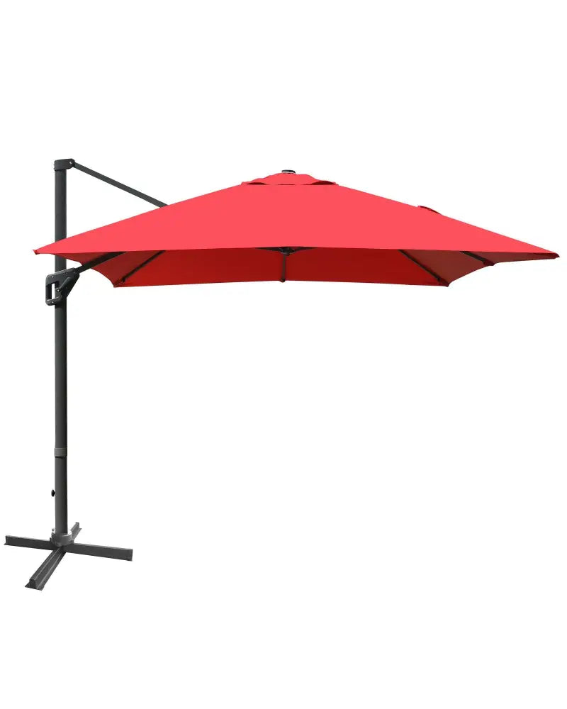 10 x13 Feet Rectangular Cantilever Umbrella with 360° Rotation Function-Wine - Red - Outdoor Umbrellas