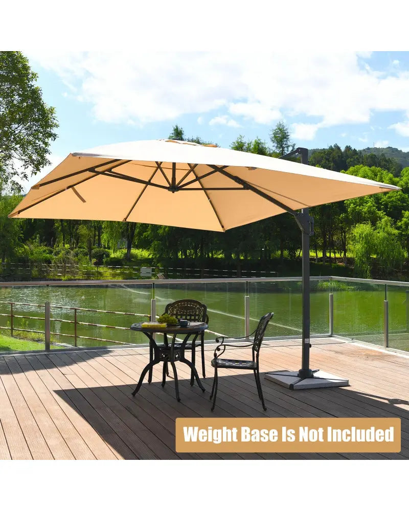 10 x13 Feet Rectangular Cantilever Umbrella with 360° Rotation Function-Beige - Beige - Outdoor Umbrellas