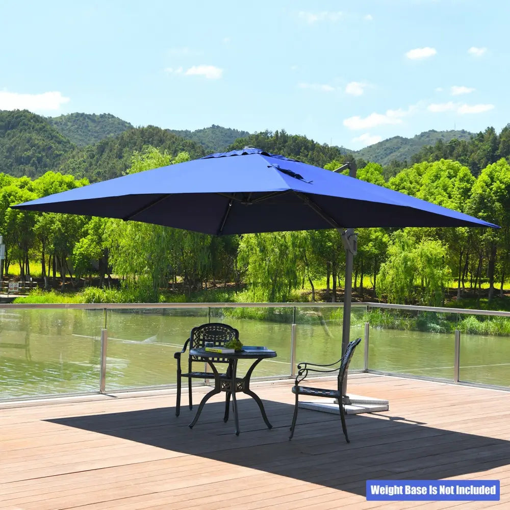 10 x13 Feet Rectangular Cantilever Umbrella with 360° Rotation Function-Navy - Navy - Outdoor Umbrellas