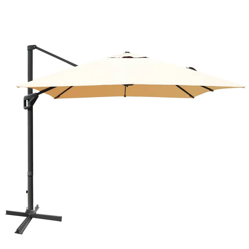10 x13 Feet Rectangular Cantilever Umbrella with 360° Rotation Function-Beige - Beige - Outdoor Umbrellas