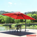 10 x13 Feet Rectangular Cantilever Umbrella with 360° Rotation Function-Wine - Red - Outdoor Umbrellas