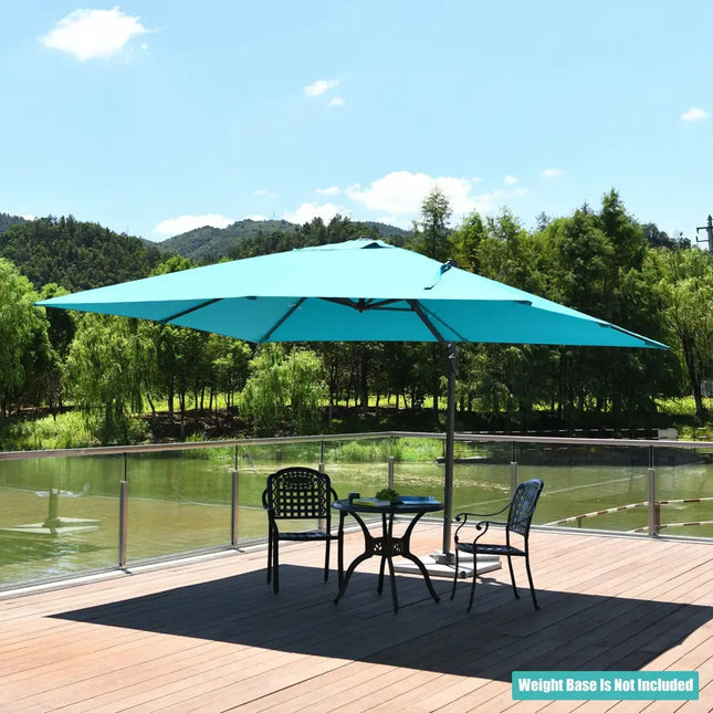 10 x13 Feet Rectangular Cantilever Umbrella with 360° Rotation Function-Turquoise - Turquoise - Outdoor Umbrellas