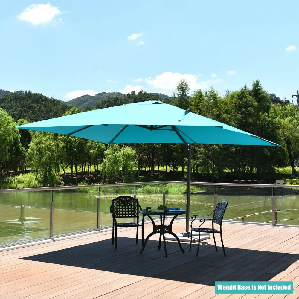 10 x13 Feet Rectangular Cantilever Umbrella with 360° Rotation Function-Turquoise - Turquoise - Outdoor Umbrellas