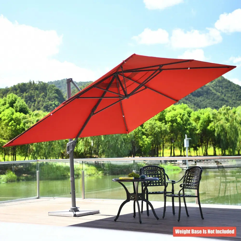 10 x13 Feet Rectangular Cantilever Umbrella with 360° Rotation Function-Orange - Orange - Outdoor Umbrellas