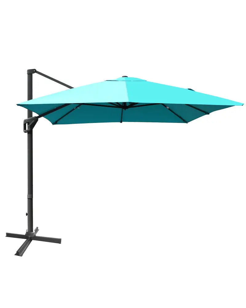 10 x13 Feet Rectangular Cantilever Umbrella with 360° Rotation Function-Turquoise - Turquoise - Outdoor Umbrellas