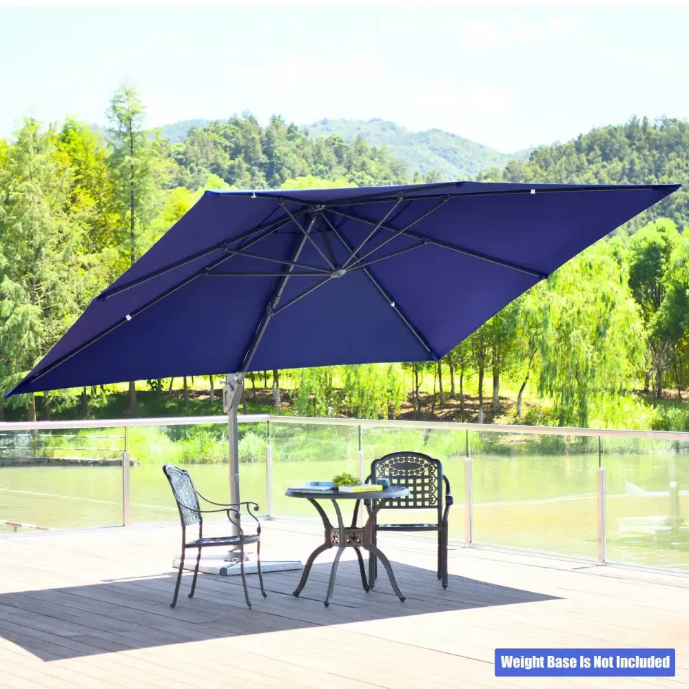 10 x13 Feet Rectangular Cantilever Umbrella with 360° Rotation Function-Navy - Navy - Outdoor Umbrellas
