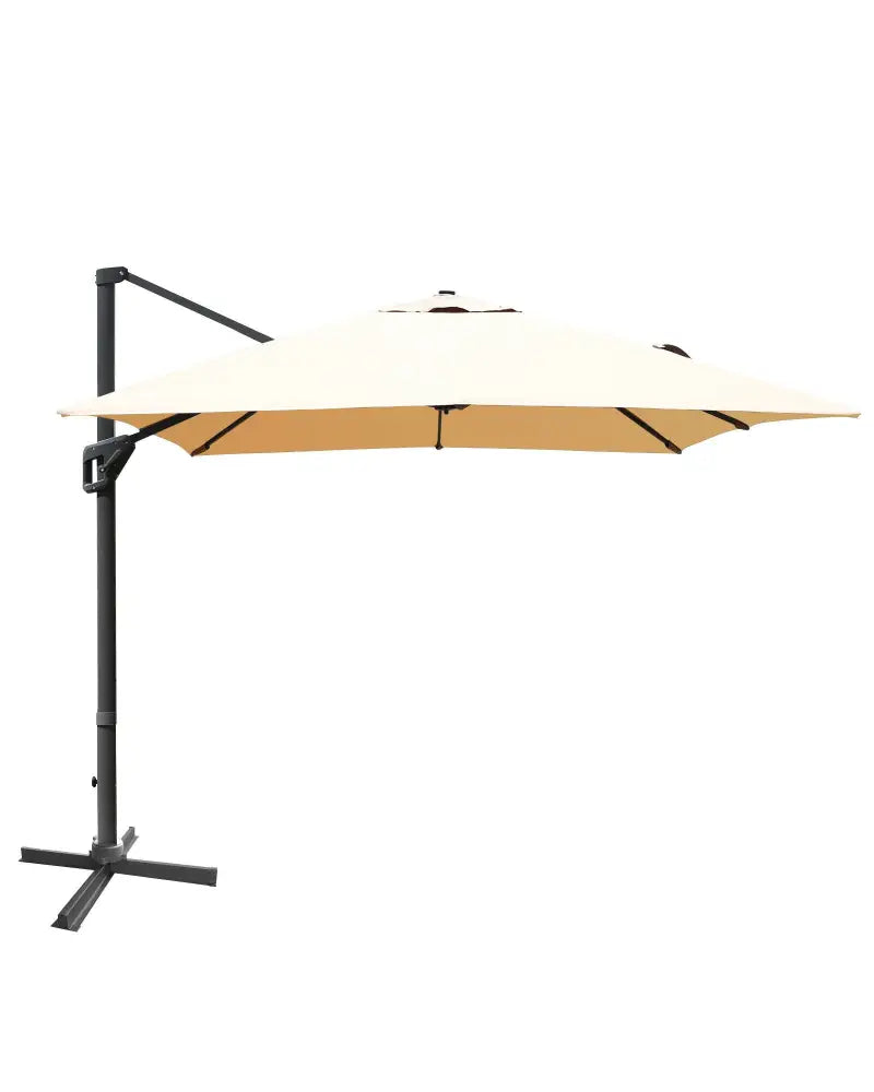10 x13 Feet Rectangular Cantilever Umbrella with 360° Rotation Function-Beige - Beige - Outdoor Umbrellas