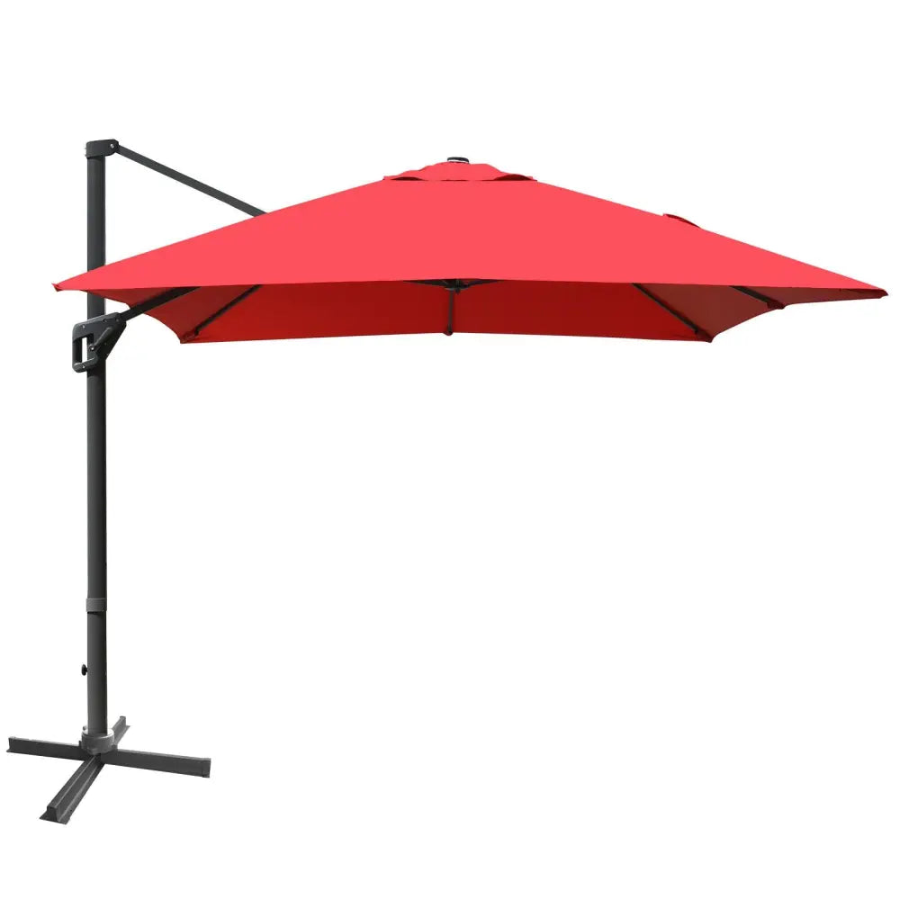 10 x13 Feet Rectangular Cantilever Umbrella with 360° Rotation Function-Wine - Red - Outdoor Umbrellas
