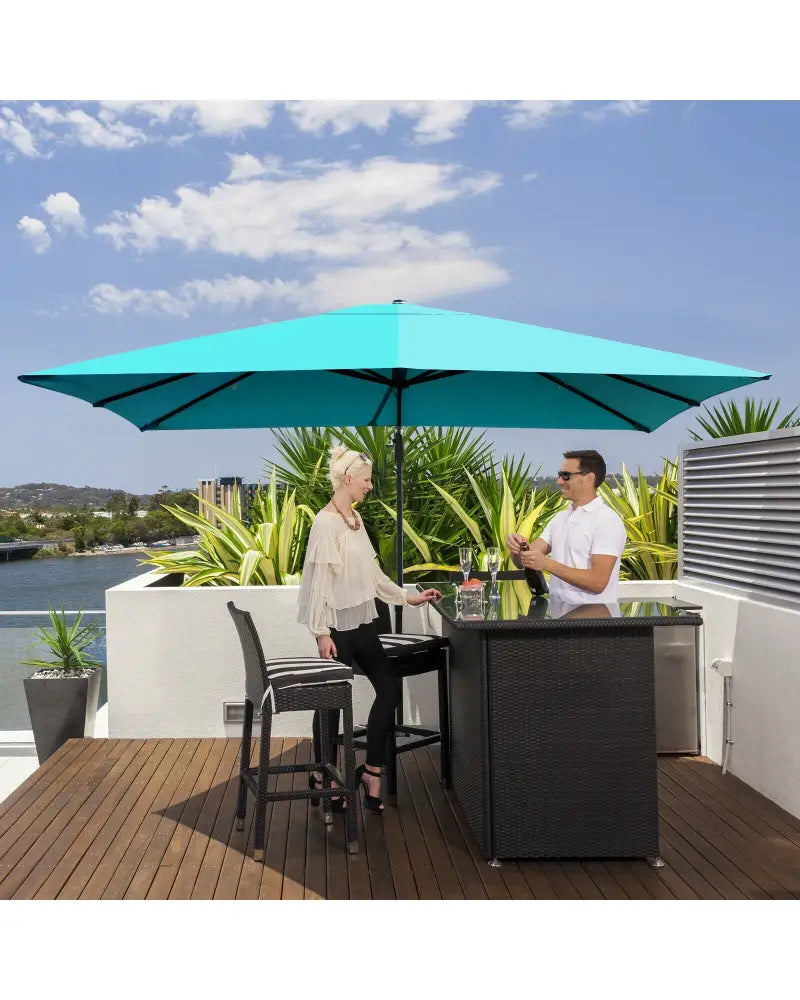 10 x13 Feet Rectangular Cantilever Umbrella with 360° Rotation Function-Turquoise - Turquoise - Outdoor Umbrellas