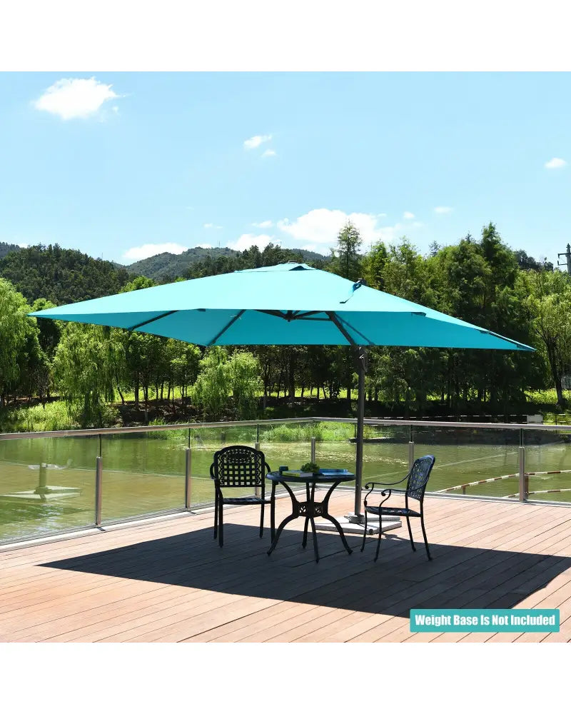 10 x13 Feet Rectangular Cantilever Umbrella with 360° Rotation Function-Turquoise - Turquoise - Outdoor Umbrellas