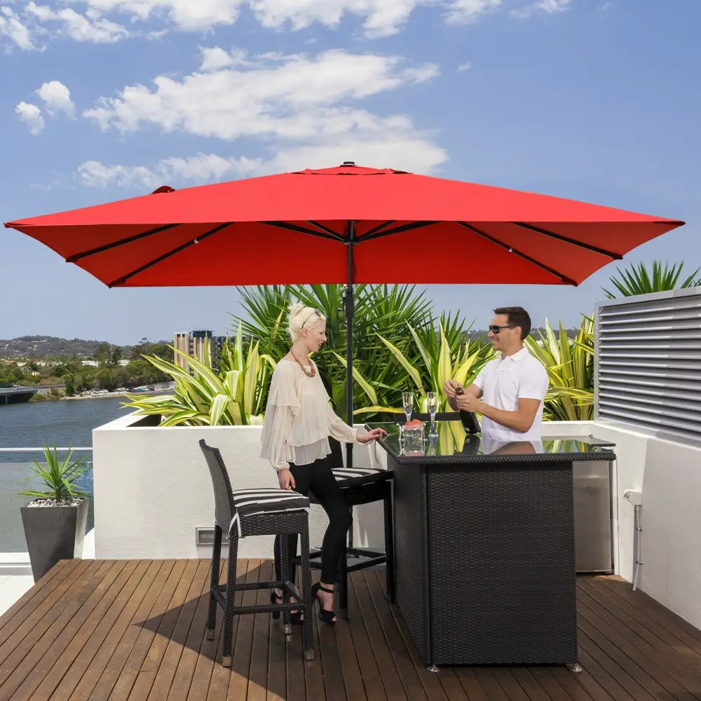 10 x13 Feet Rectangular Cantilever Umbrella with 360° Rotation Function-Orange - Orange - Outdoor Umbrellas