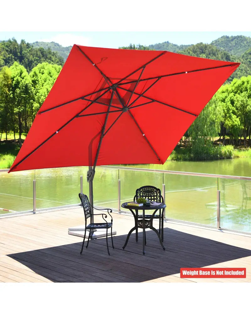 10 x13 Feet Rectangular Cantilever Umbrella with 360° Rotation Function-Wine - Red - Outdoor Umbrellas