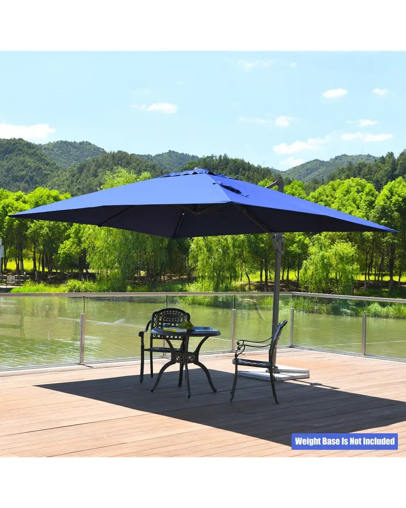 10 x13 Feet Rectangular Cantilever Umbrella with 360° Rotation Function-Navy - Navy - Outdoor Umbrellas
