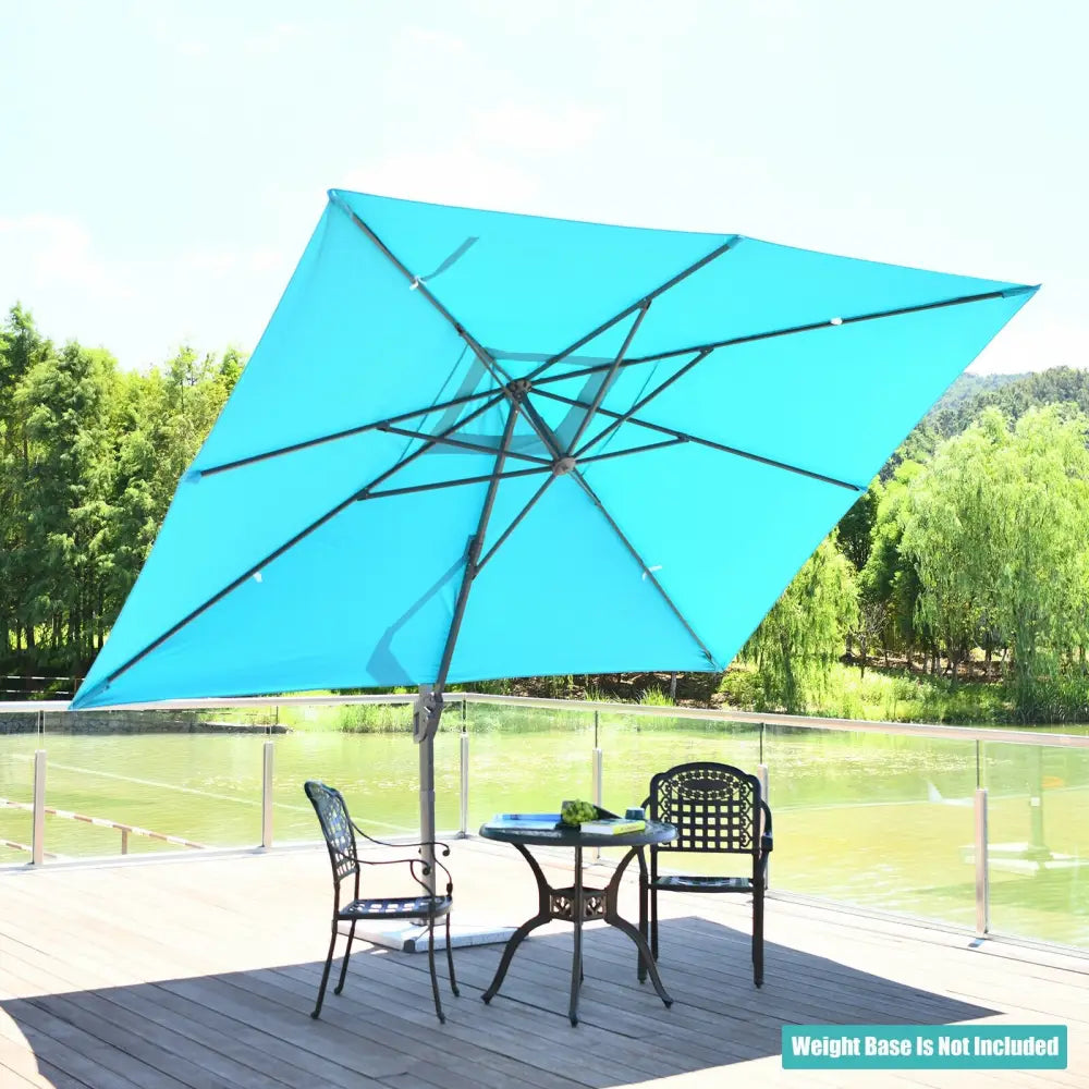 10 x13 Feet Rectangular Cantilever Umbrella with 360° Rotation Function-Turquoise - Turquoise - Outdoor Umbrellas