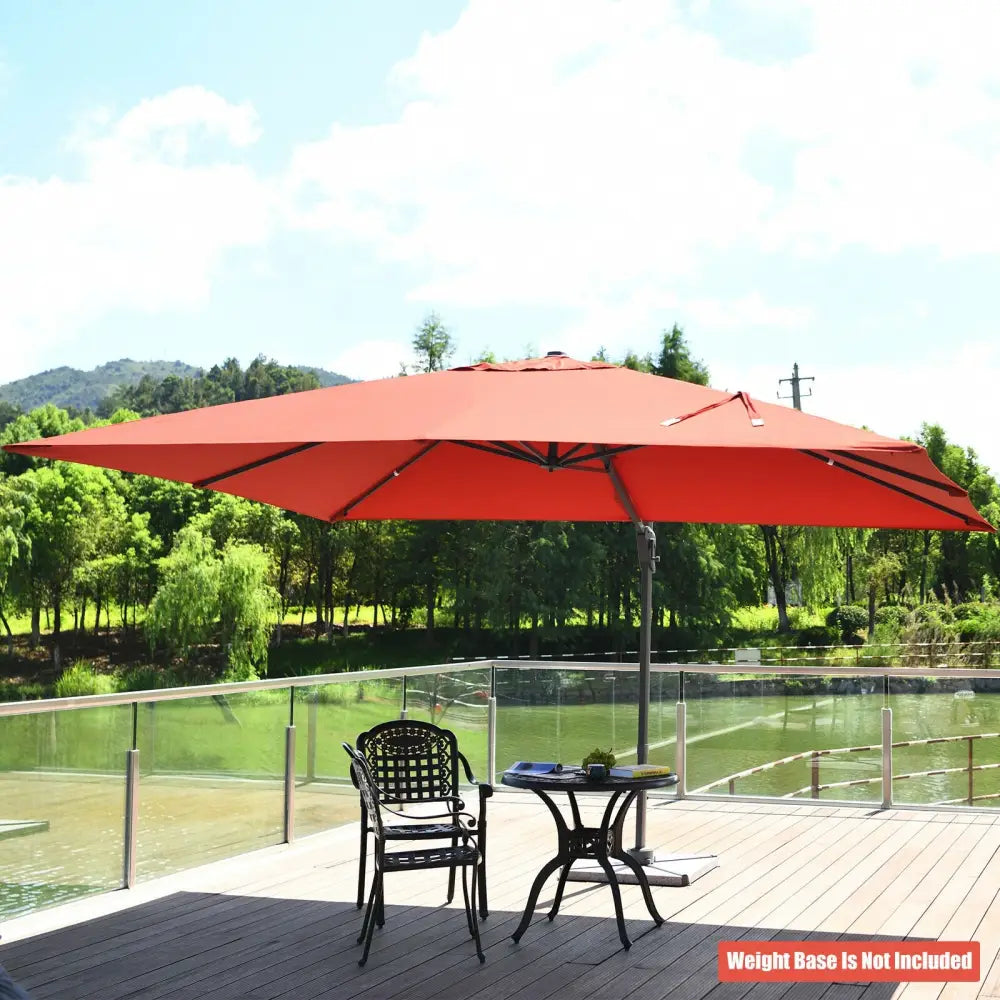 10 x13 Feet Rectangular Cantilever Umbrella with 360° Rotation Function-Orange - Orange - Outdoor Umbrellas