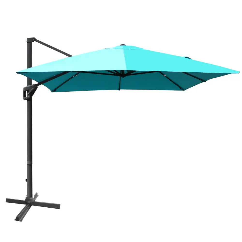 10 x13 Feet Rectangular Cantilever Umbrella with 360° Rotation Function-Turquoise - Turquoise - Outdoor Umbrellas