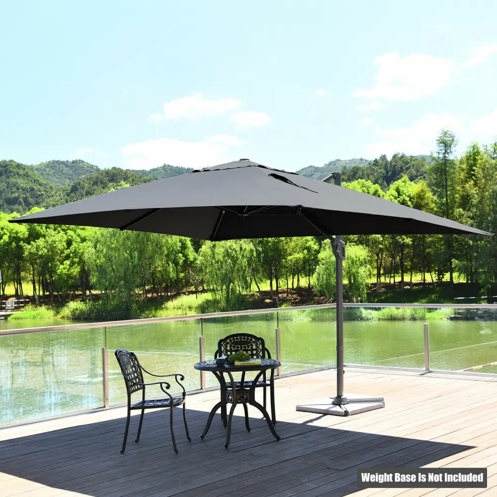 10 x13 Feet Rectangular Cantilever Umbrella with 360° Rotation Function-Gray - Gray - Outdoor Umbrellas