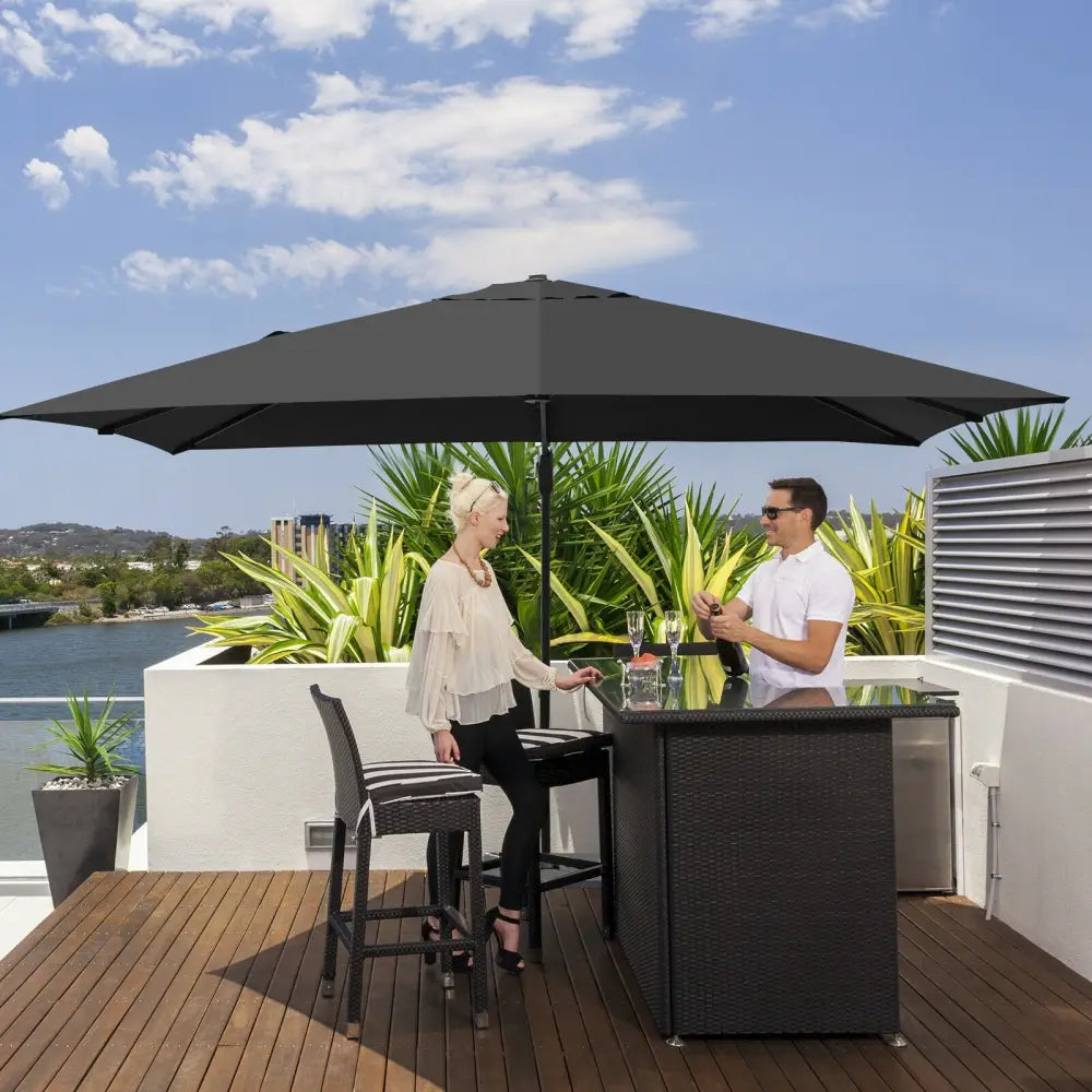 10 x13 Feet Rectangular Cantilever Umbrella with 360° Rotation Function-Gray - Gray - Outdoor Umbrellas
