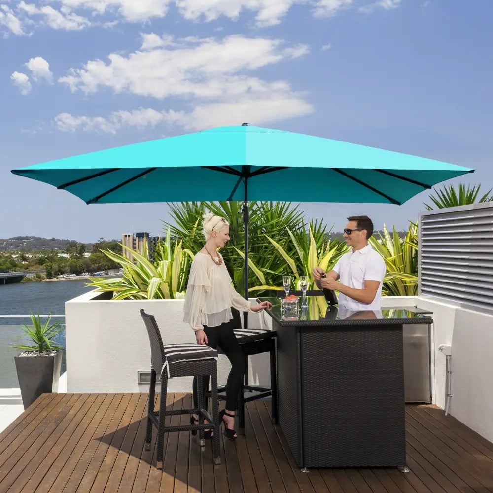 10 x13 Feet Rectangular Cantilever Umbrella with 360° Rotation Function-Turquoise - Turquoise - Outdoor Umbrellas