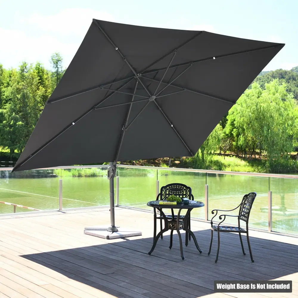 10 x13 Feet Rectangular Cantilever Umbrella with 360° Rotation Function-Gray - Gray - Outdoor Umbrellas