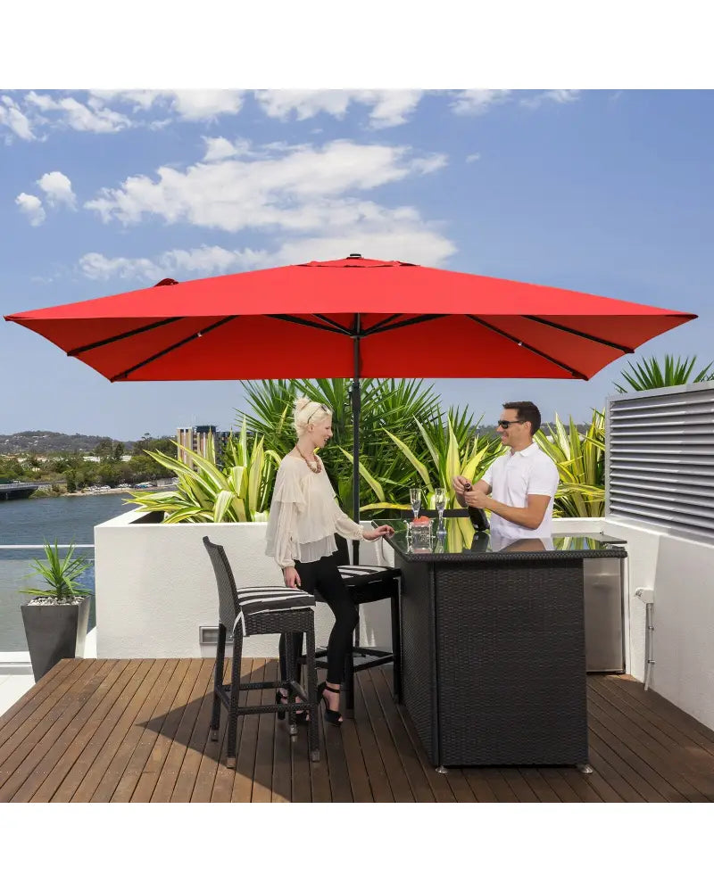 10 x13 Feet Rectangular Cantilever Umbrella with 360° Rotation Function-Orange - Orange - Outdoor Umbrellas