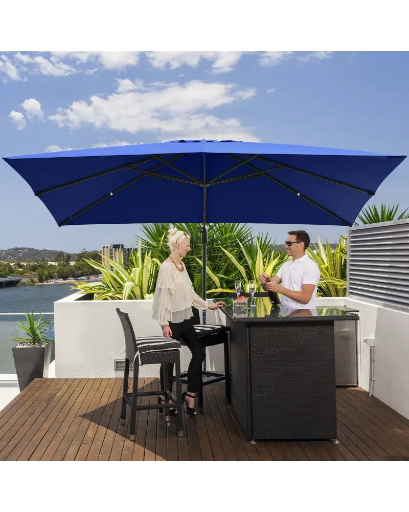 10 x13 Feet Rectangular Cantilever Umbrella with 360° Rotation Function-Navy - Navy - Outdoor Umbrellas