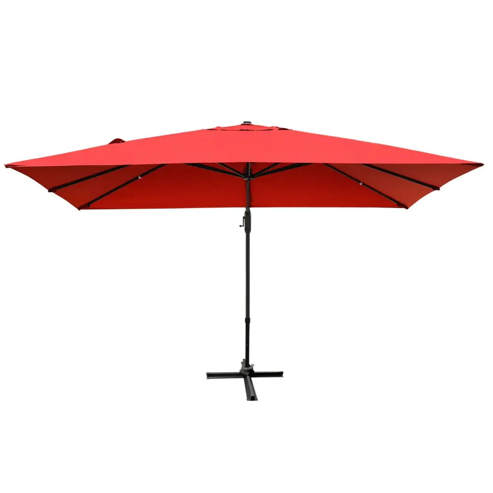 10 x13 Feet Rectangular Cantilever Umbrella with 360° Rotation Function-Wine - Red - Outdoor Umbrellas