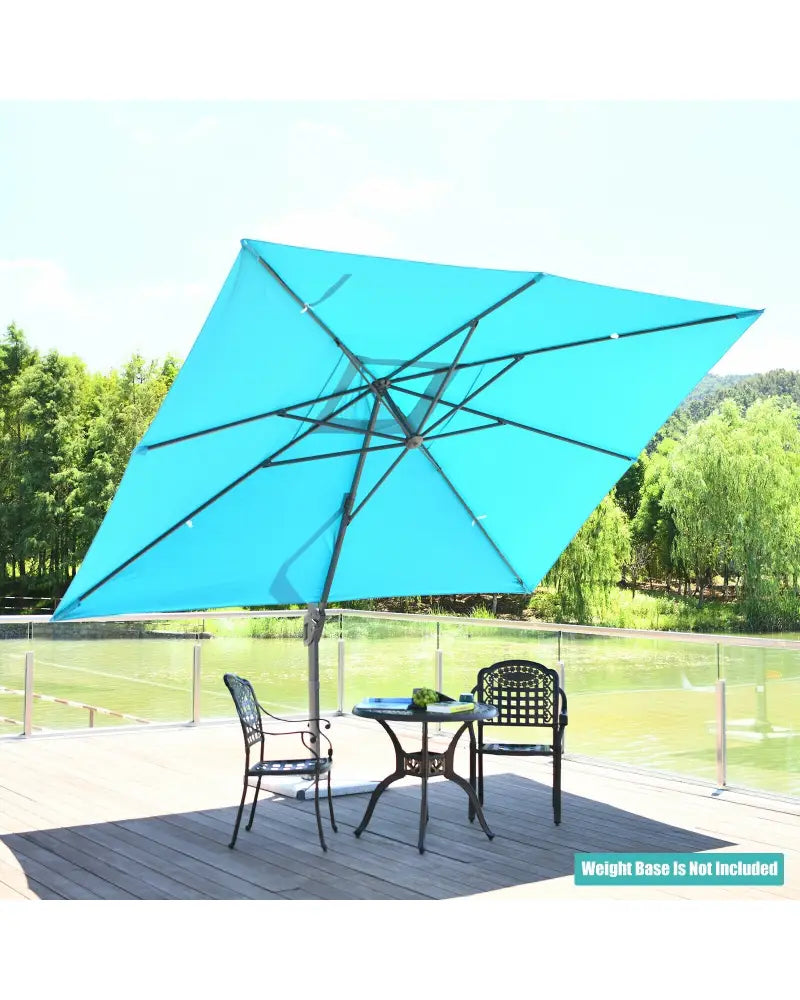 10 x13 Feet Rectangular Cantilever Umbrella with 360° Rotation Function-Turquoise - Turquoise - Outdoor Umbrellas