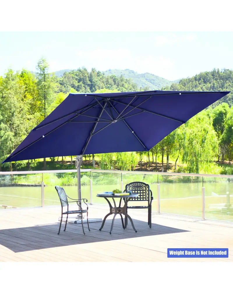 10 x13 Feet Rectangular Cantilever Umbrella with 360° Rotation Function-Navy - Navy - Outdoor Umbrellas