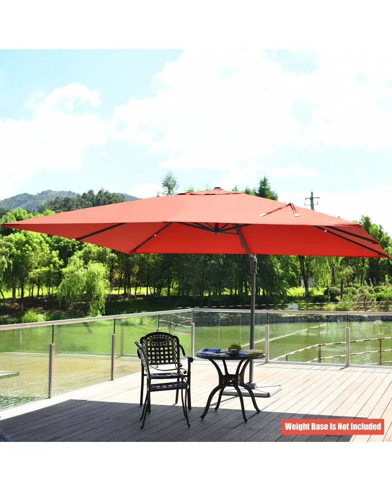 10 x13 Feet Rectangular Cantilever Umbrella with 360° Rotation Function-Orange - Orange - Outdoor Umbrellas