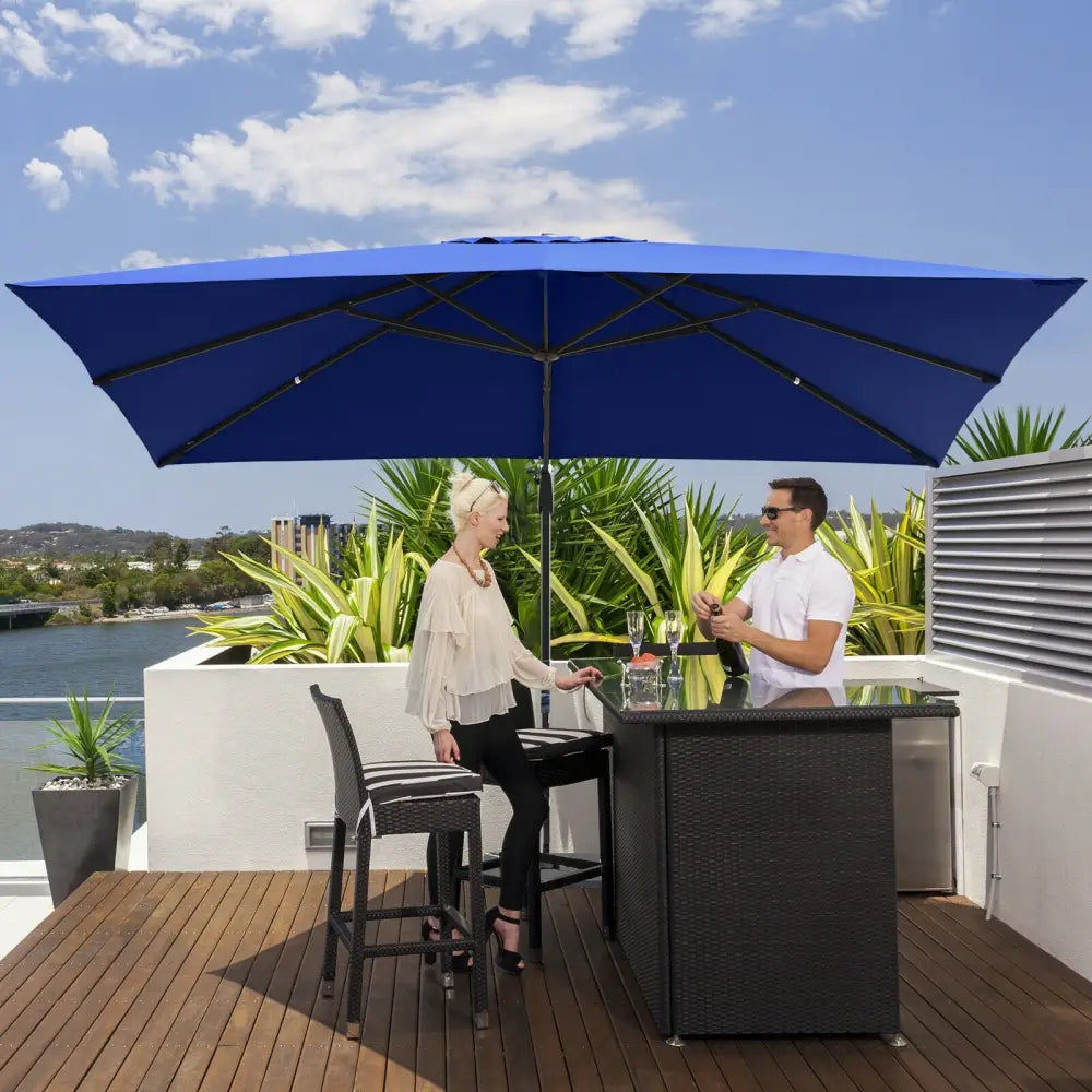 10 x13 Feet Rectangular Cantilever Umbrella with 360° Rotation Function-Navy - Navy - Outdoor Umbrellas