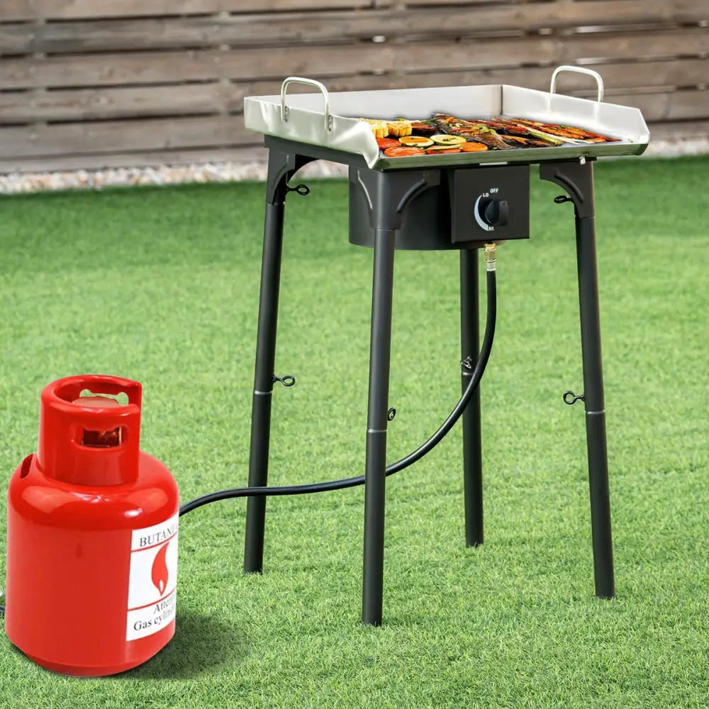 100 000-BTU Portable Propane Outdoor Camp Stove with Adjustable Legs - Black - Outdoor Grills