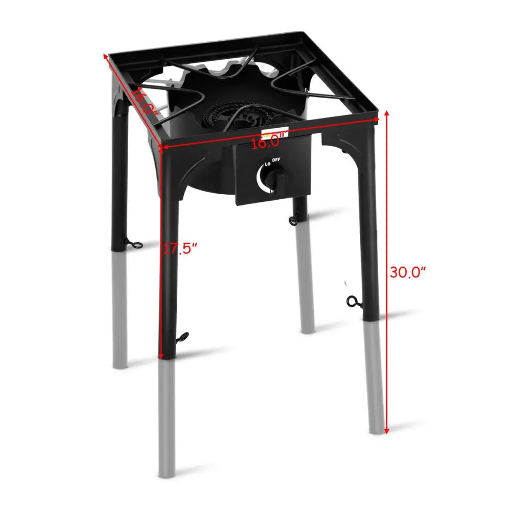 100 000-BTU Portable Propane Outdoor Camp Stove with Adjustable Legs - Black - Outdoor Grills